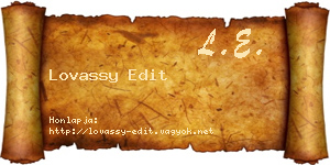 Lovassy Edit névjegykártya